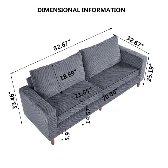 Minimalist 3-Seater with Deep Cushions
