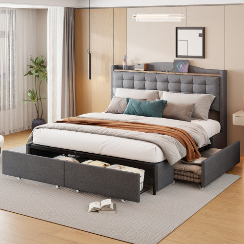 Bed Frame Made of Linen