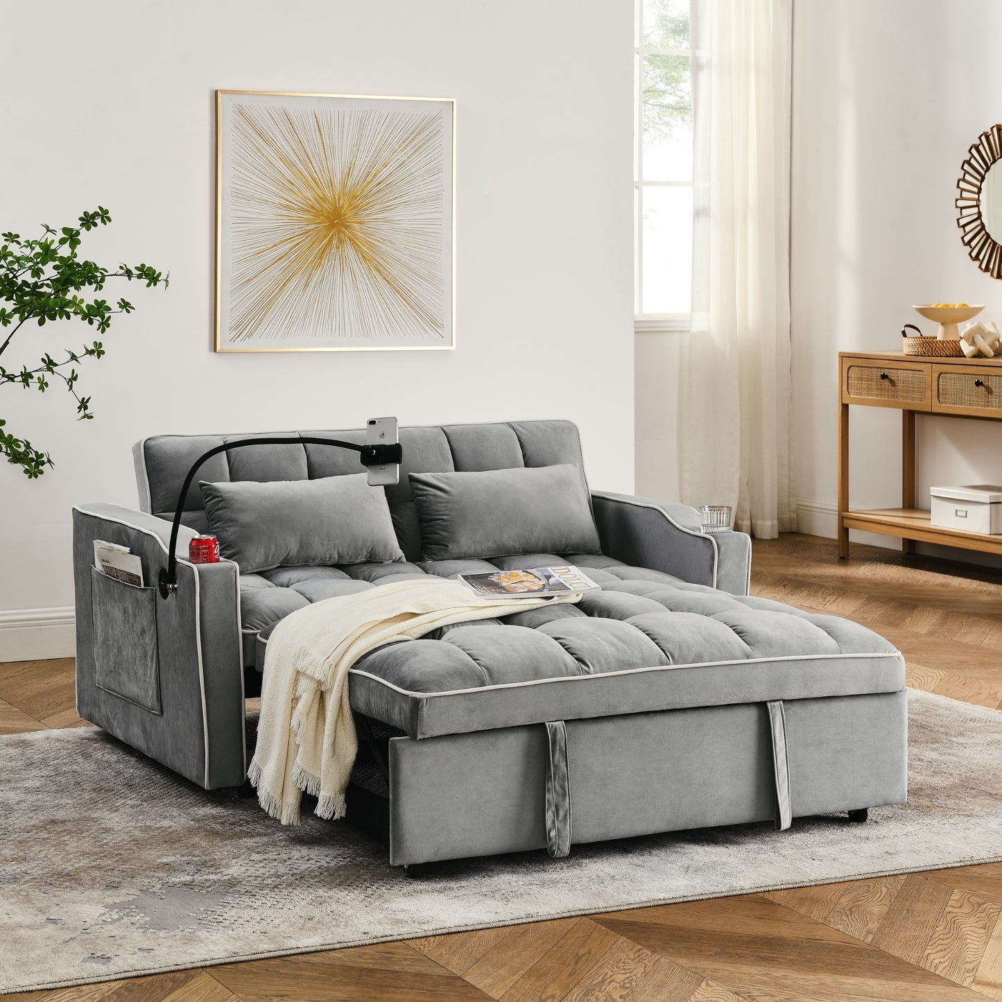 Modernes Sofa Sofa Sofa Samt Ausziehbett
