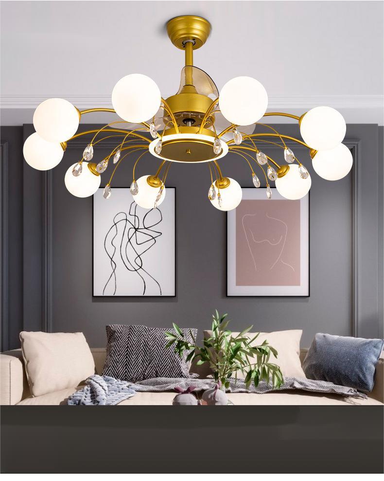 Creative Chandelier with Ceiling Fan Lamp in Living Room