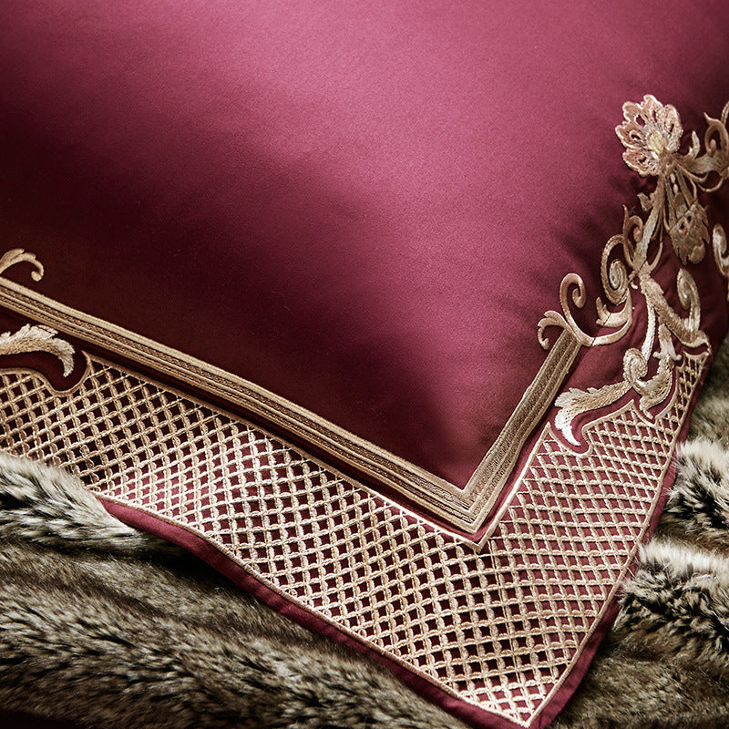Four-piece Wedding Bed in Luxurious Burgundy