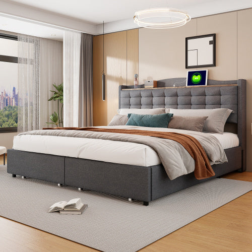 Bed Frame Made of Linen