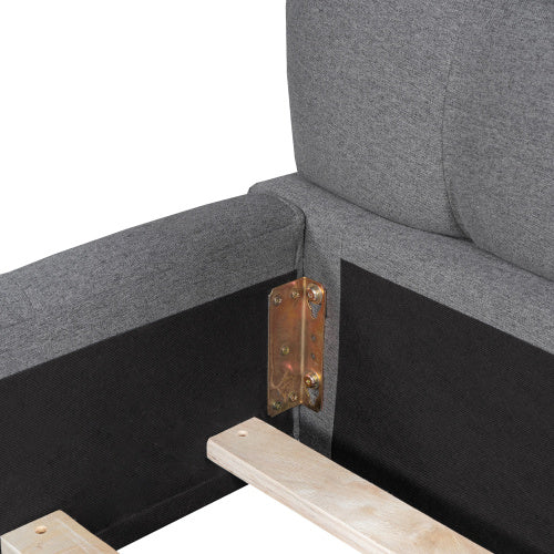 A double bed with a backrest made of soft linen