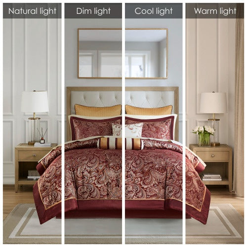 Cotton bed linens and a twelve-piece comforter set