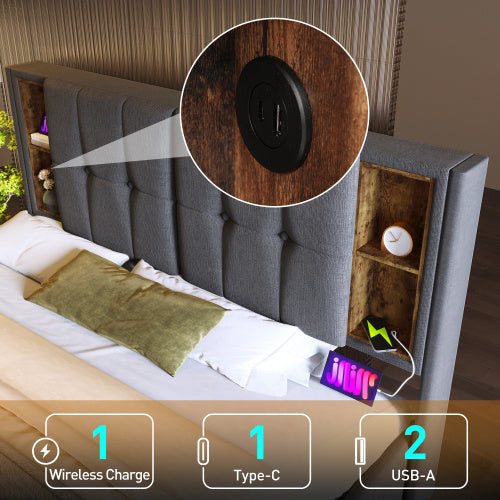 Bed Frame Made of Linen
