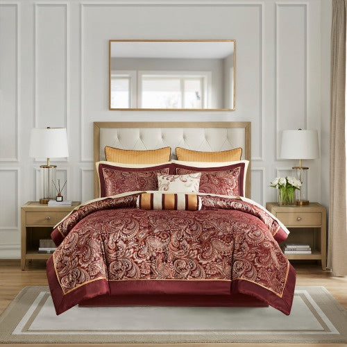 Cotton bed linens and a twelve-piece comforter set
