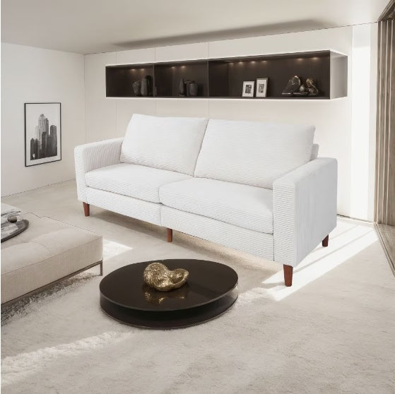 Modulares Sofa „Serenity Haven“ aus Leinen in Haferflockenfarbe