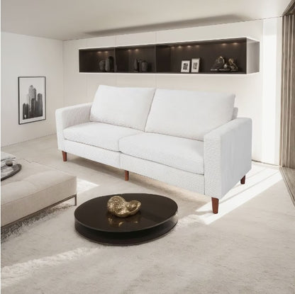 Modulares Sofa „Serenity Haven“ aus Leinen in Haferflockenfarbe