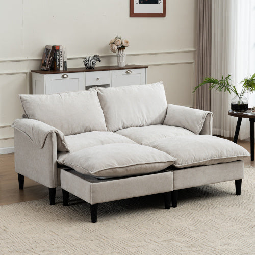Modular Convertible U-Shaped Sectional Sofa with Integrated Footstools