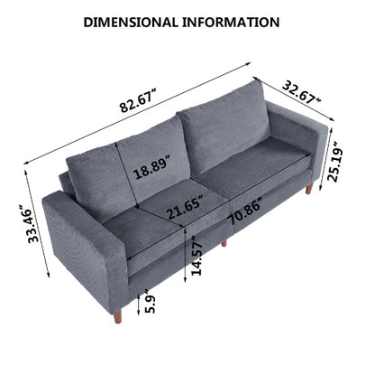 Minimalist 3-Seater with Deep Cushions