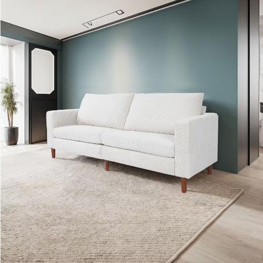 Modulares Sofa „Serenity Haven“ aus Leinen in Haferflockenfarbe