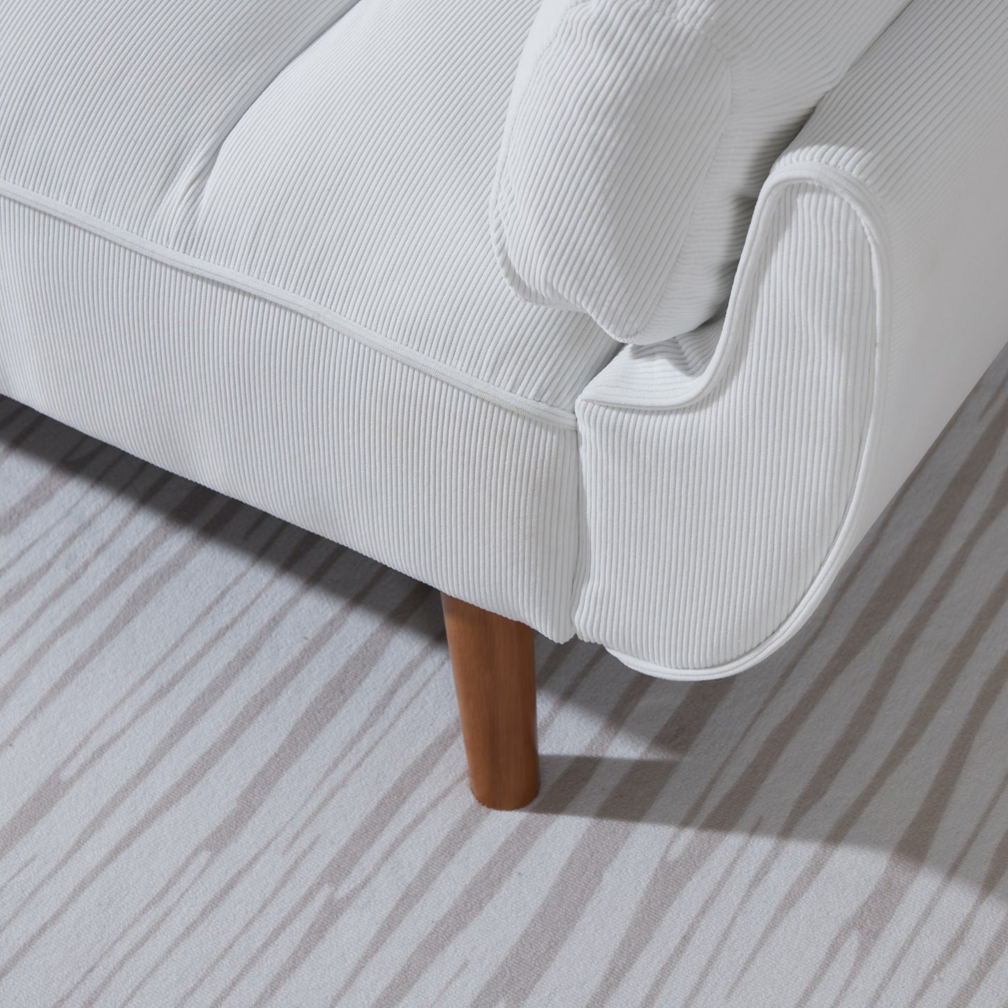 Luxe Corduroy Convertible Sofa Bed – Pure White Elegance