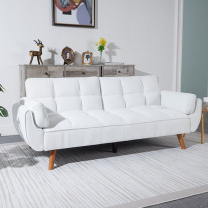 Luxe Corduroy Convertible Sofa Bed – Pure White Elegance