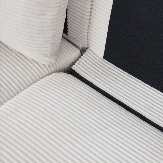 Modulares Sofa „Serenity Haven“ aus Leinen in Haferflockenfarbe