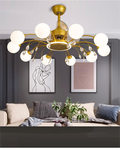 Creative Chandelier with Ceiling Fan Lamp in Living Room