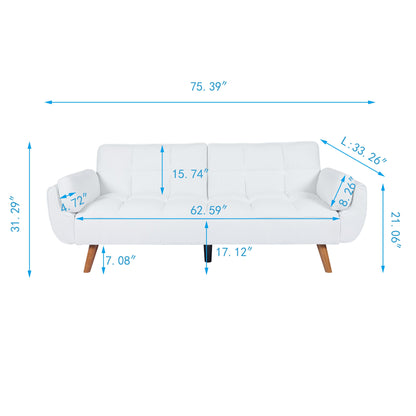 Luxe Corduroy Convertible Sofa Bed – Pure White Elegance