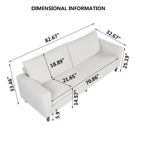 Modulares Sofa „Serenity Haven“ aus Leinen in Haferflockenfarbe
