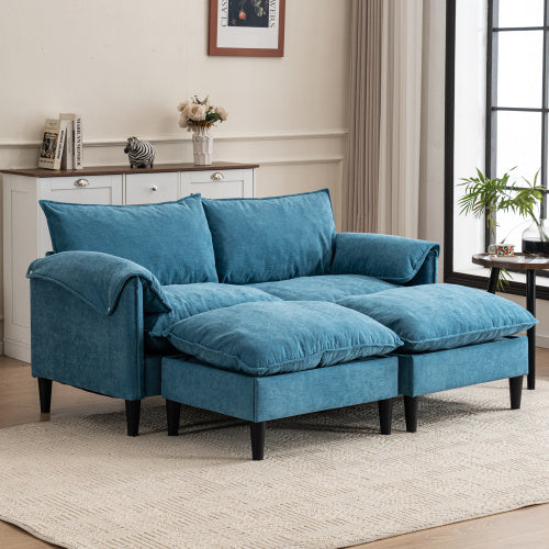 Modular Convertible U-Shaped Sectional Sofa with Integrated Footstools