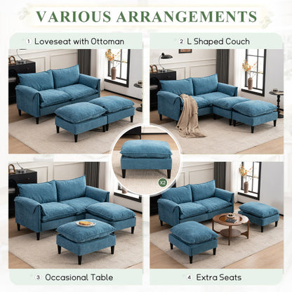 Modular Convertible U-Shaped Sectional Sofa with Integrated Footstools