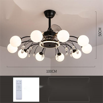 Creative Chandelier with Ceiling Fan Lamp in Living Room