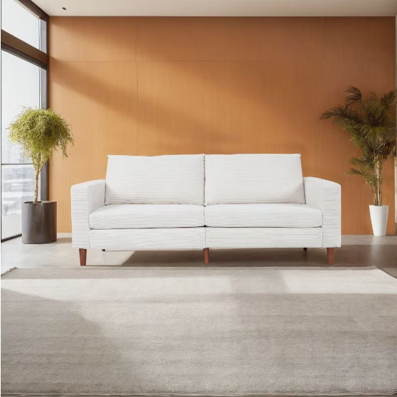 Modulares Sofa „Serenity Haven“ aus Leinen in Haferflockenfarbe