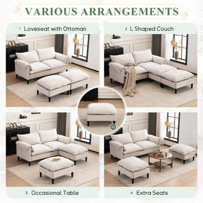 Modular Convertible U-Shaped Sectional Sofa with Integrated Footstools