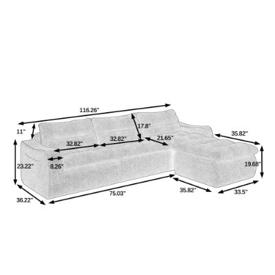 L-shaped Modular Combined Sofa