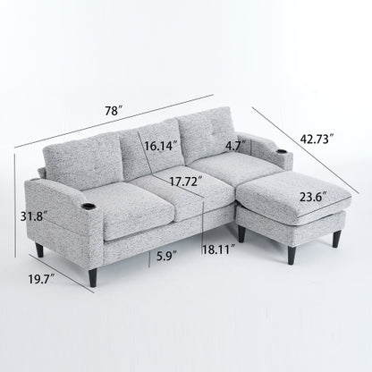 3-Sitzer, zweifarbig, Weiß und Schwarz, für das Wohnzimmer