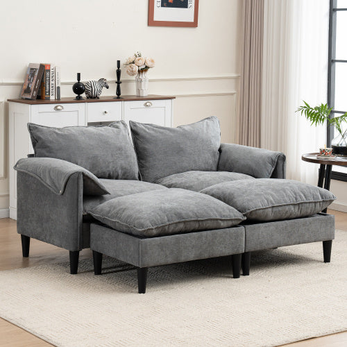Modular Convertible U-Shaped Sectional Sofa with Integrated Footstools