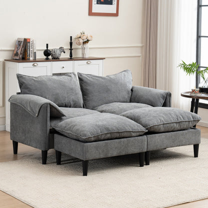 Modular Convertible U-Shaped Sectional Sofa with Integrated Footstools