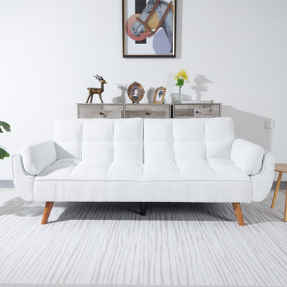Luxe Corduroy Convertible Sofa Bed – Pure White Elegance