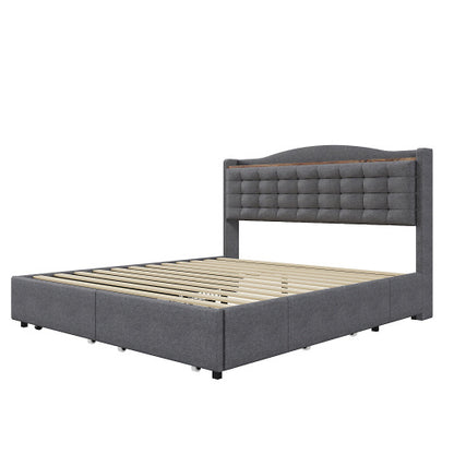 Bed Frame Made of Linen