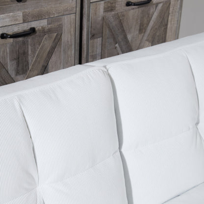 Luxe Corduroy Convertible Sofa Bed – Pure White Elegance