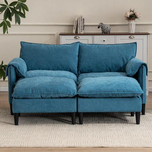 Modular Convertible U-Shaped Sectional Sofa with Integrated Footstools